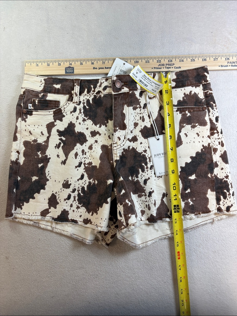 Judy Blue Cream and Brown Cowprint Denim Shorts
